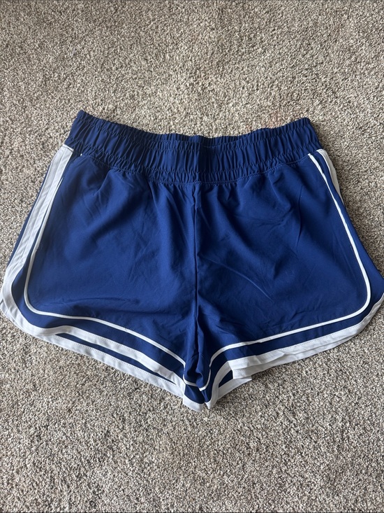 90 Degree By Reflex Pants - 90 Degree By Reflex Navy Blue Athletic Shorts with White Trim